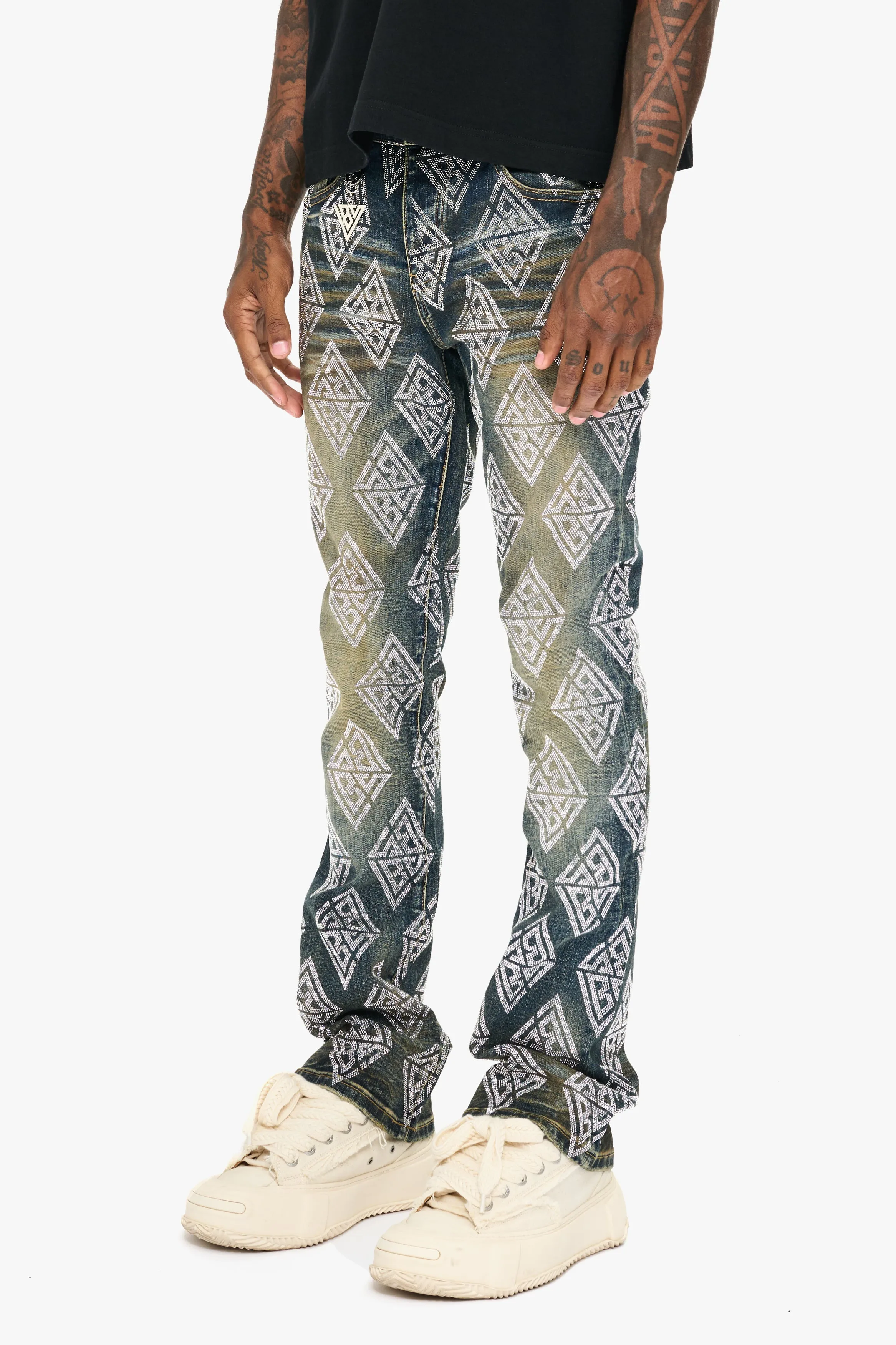 Glim Stacked Flare Jeans Dark Blue Wash sold by valabasas product image thumbnail 2