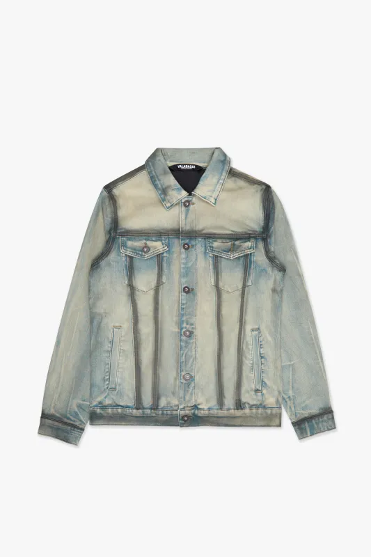 Skit Denim Jacket Light Blue Black sold by valabasas