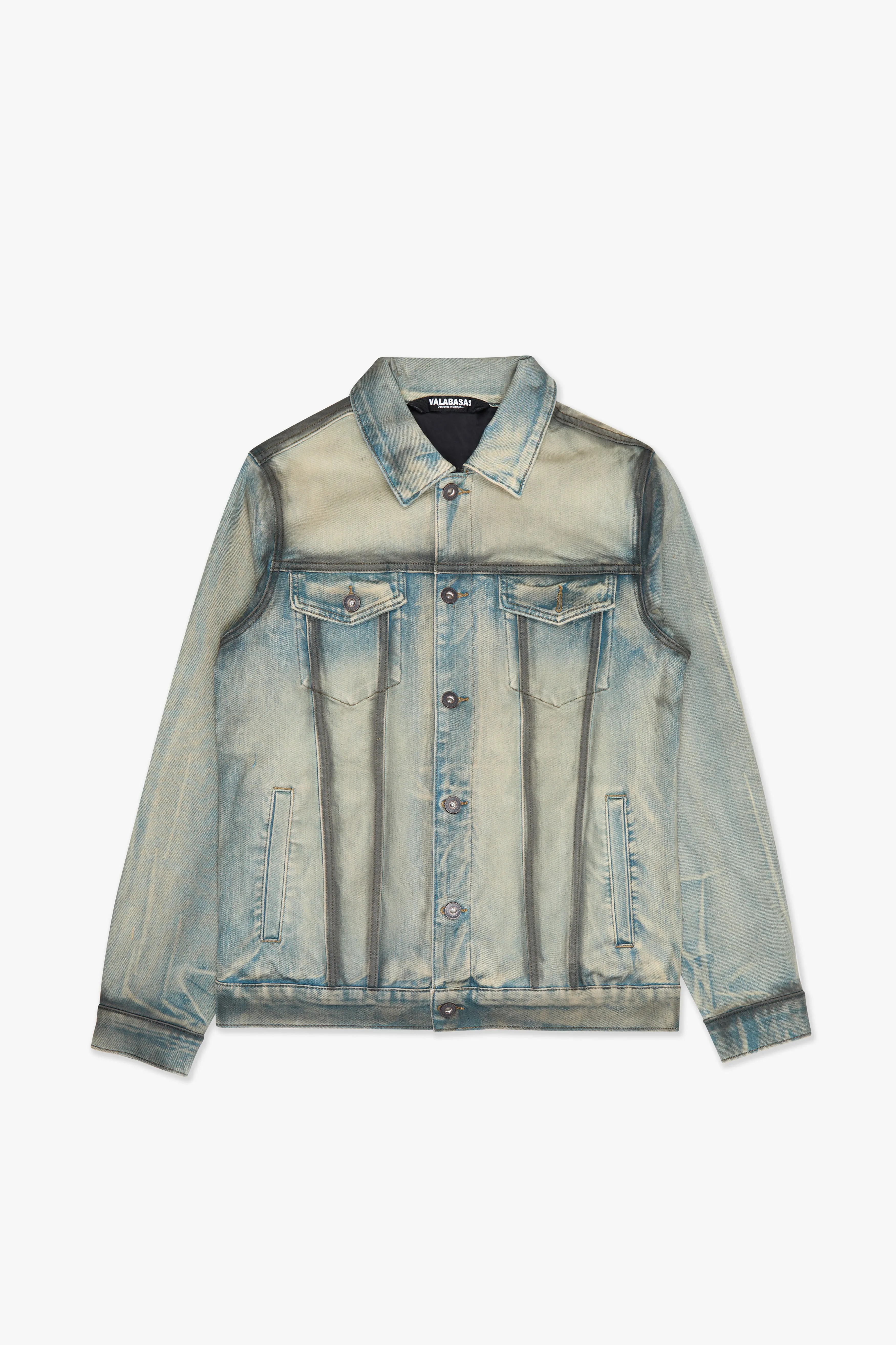 Skit Denim Jacket Light Blue Black sold by valabasas