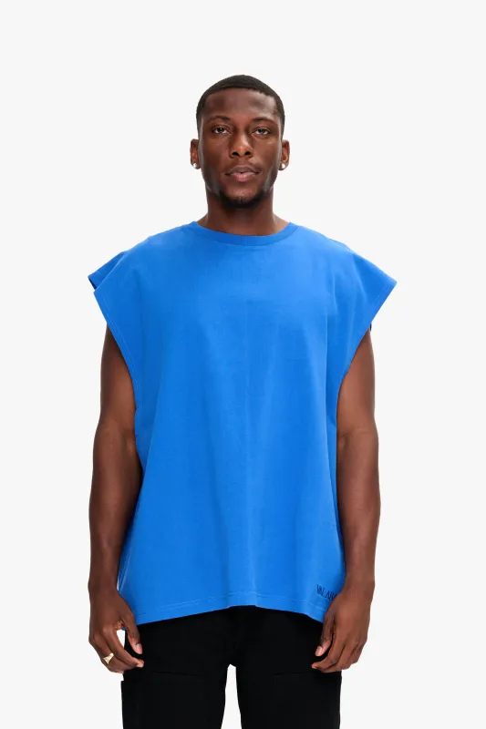 Essential Sleeveless Tee Electric Blue sold by valabasas
