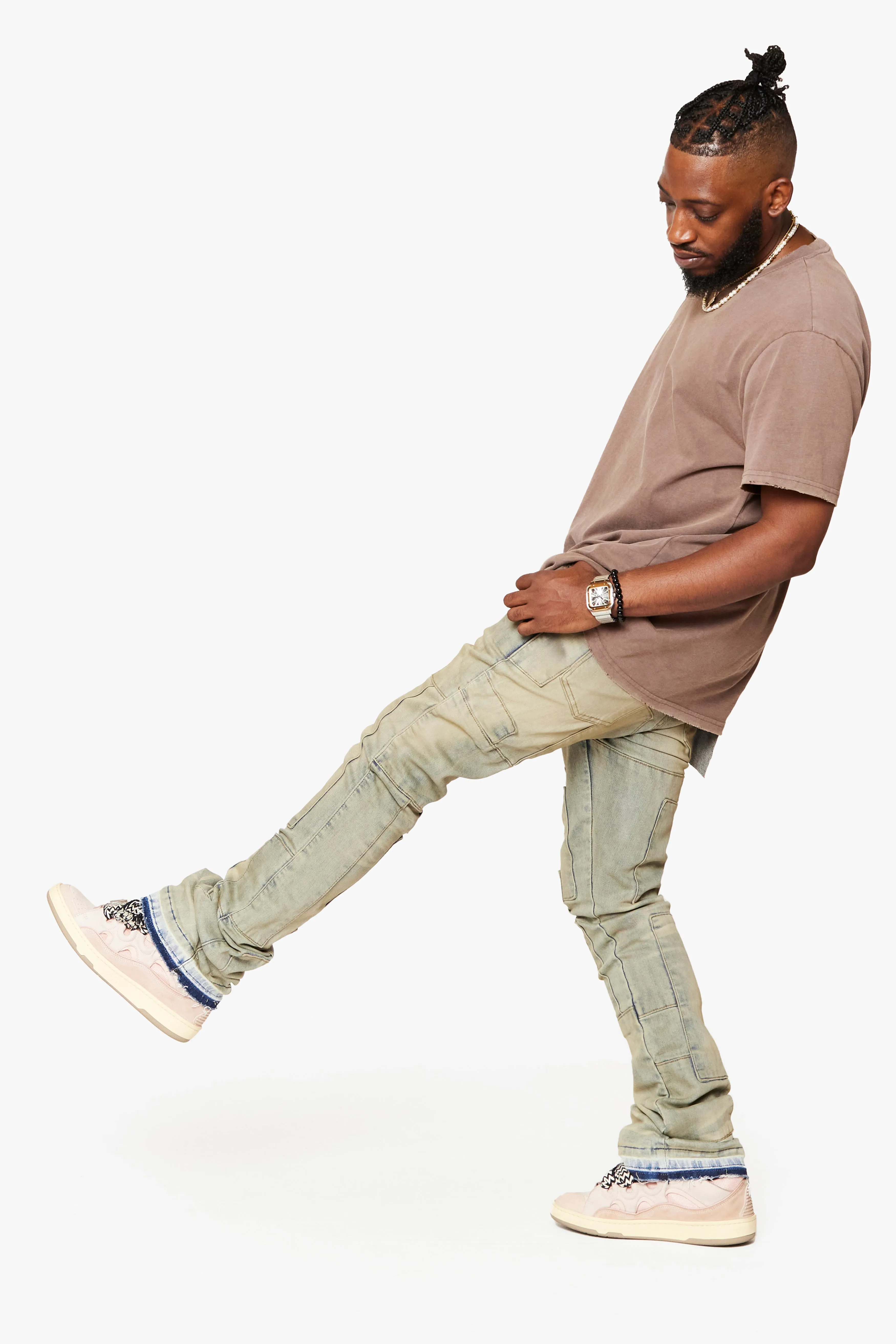 "BRICKS" DIRTY BLUE VINTAGE STACKED FLARE JEAN sold by valabasas product image thumbnail 4