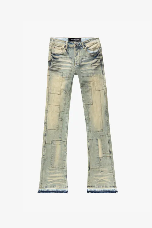 "BRICKS" DIRTY BLUE VINTAGE  STACKED FLARE JEAN sold by valabasas
