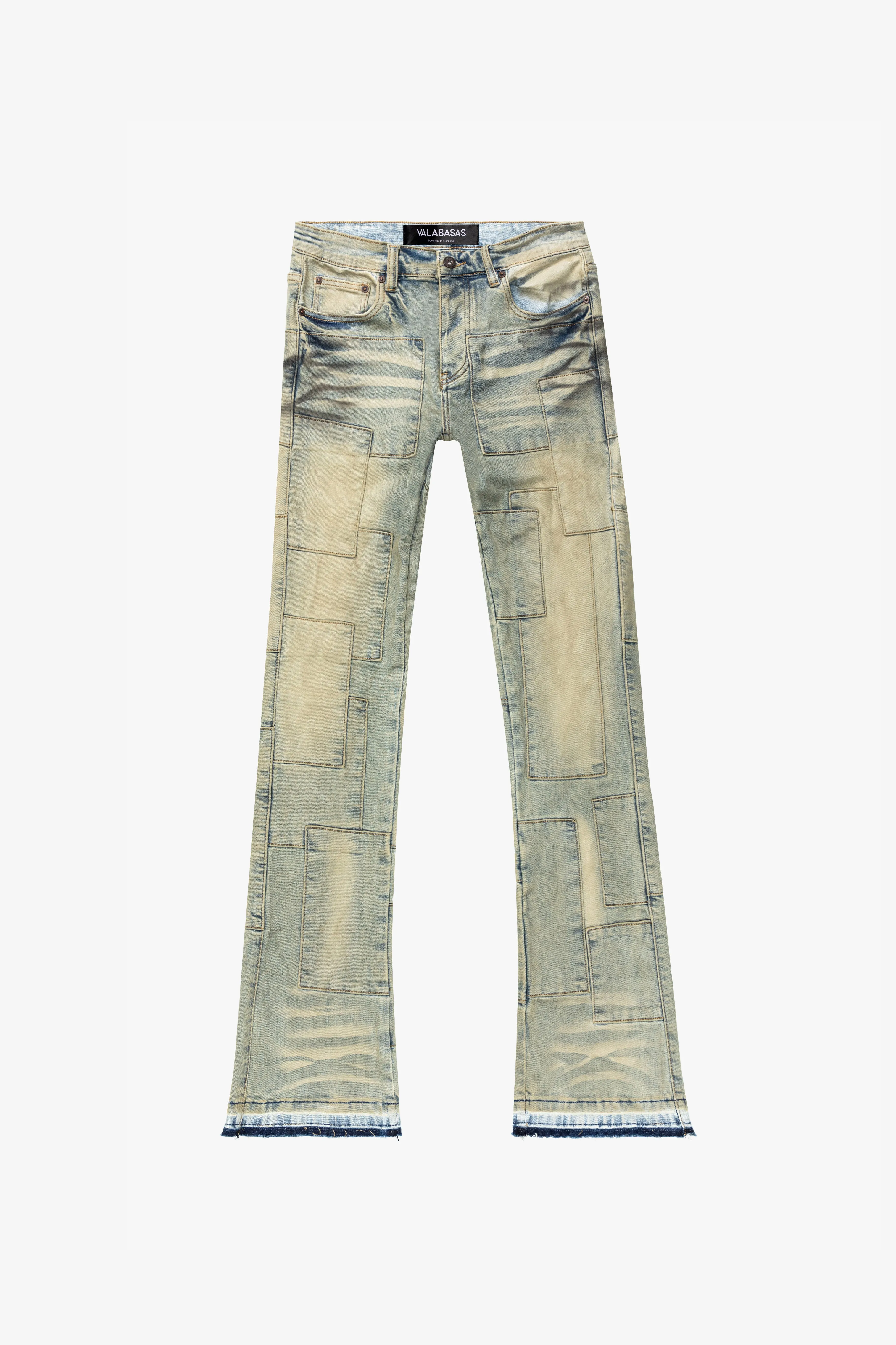 "BRICKS" DIRTY BLUE VINTAGE STACKED FLARE JEAN sold by valabasas