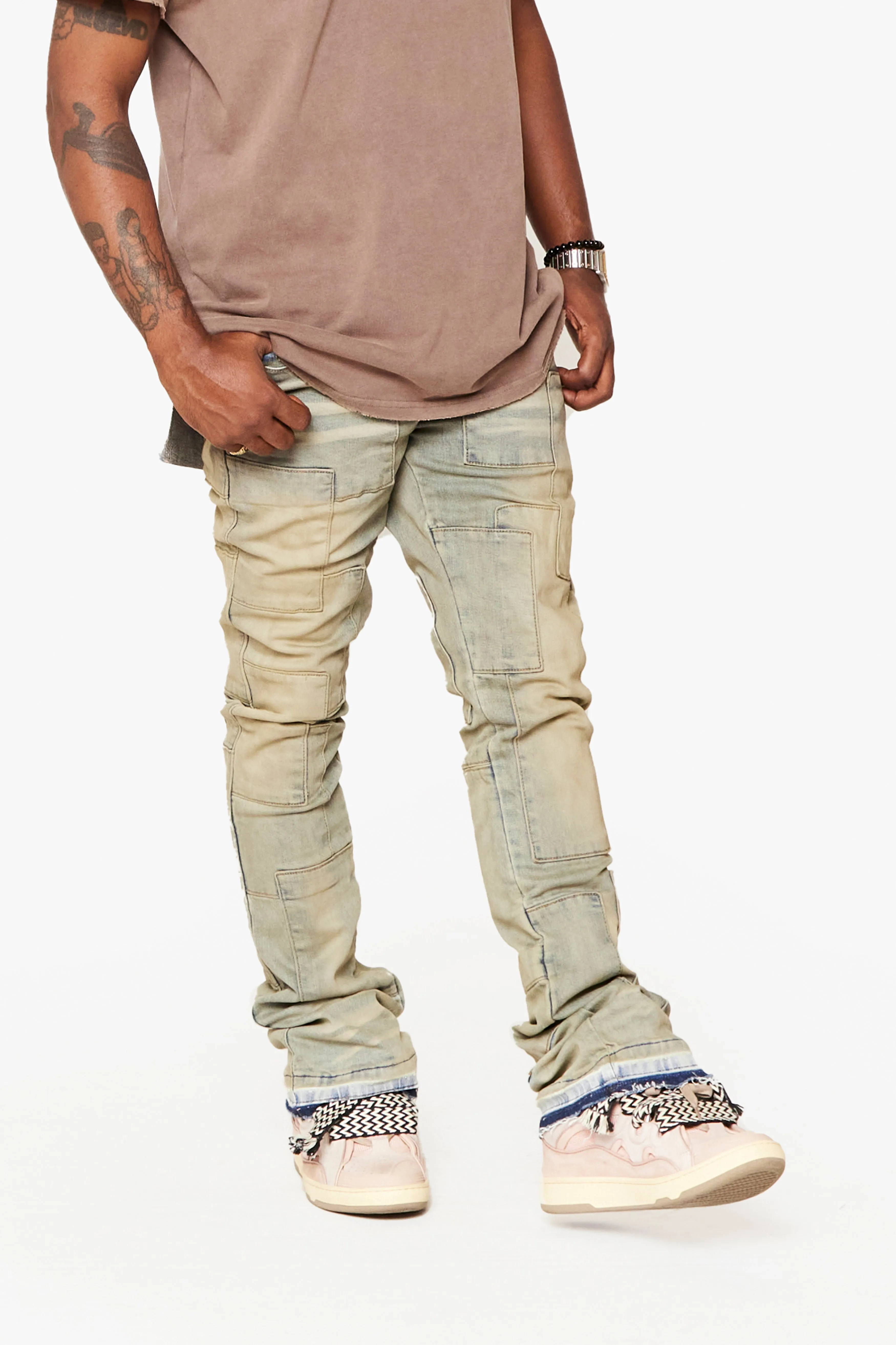 "BRICKS" DIRTY BLUE VINTAGE STACKED FLARE JEAN sold by valabasas product image thumbnail 5