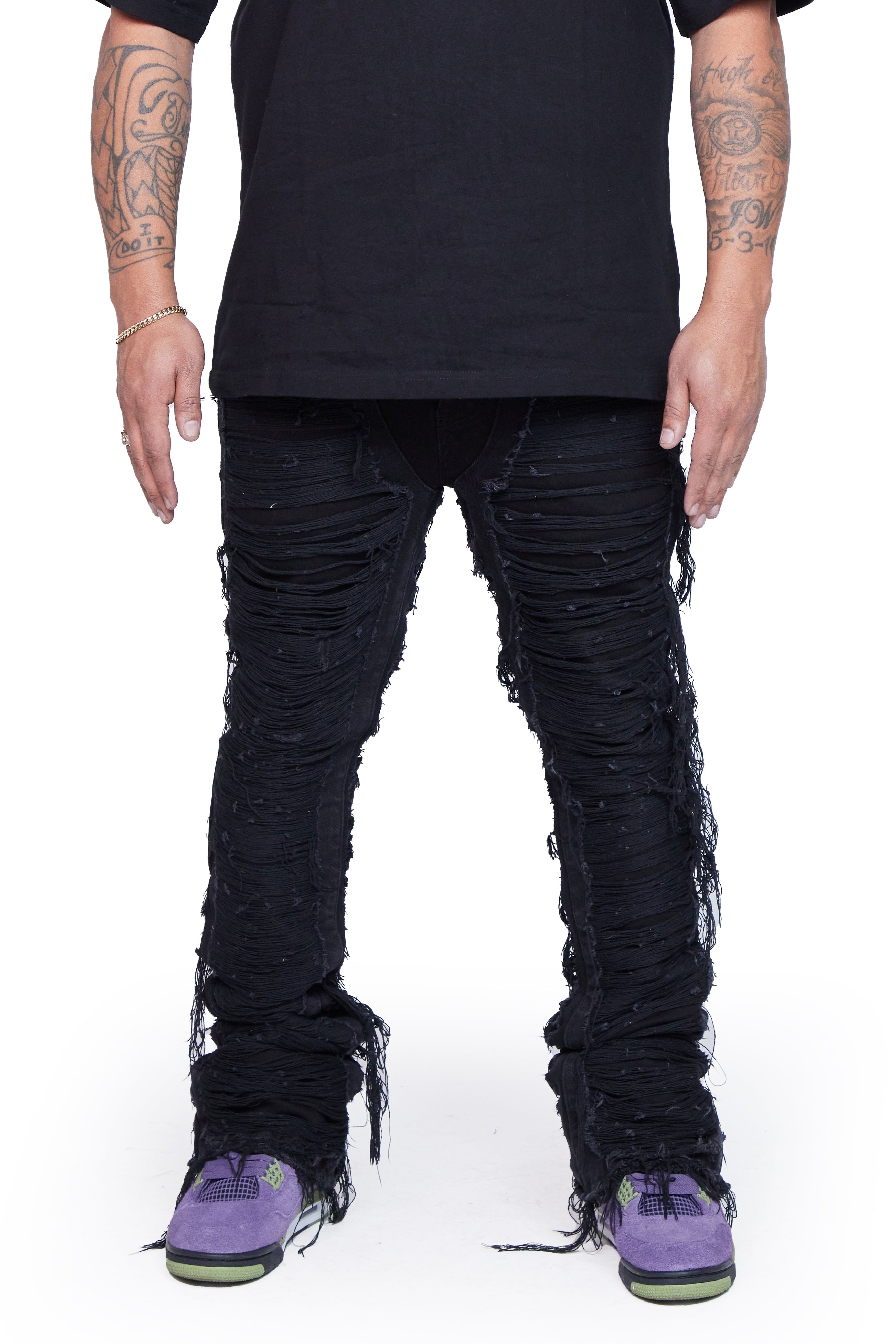 VALABASAS STACKED "RAVAGED” BLACK BLACK sold by valabasas