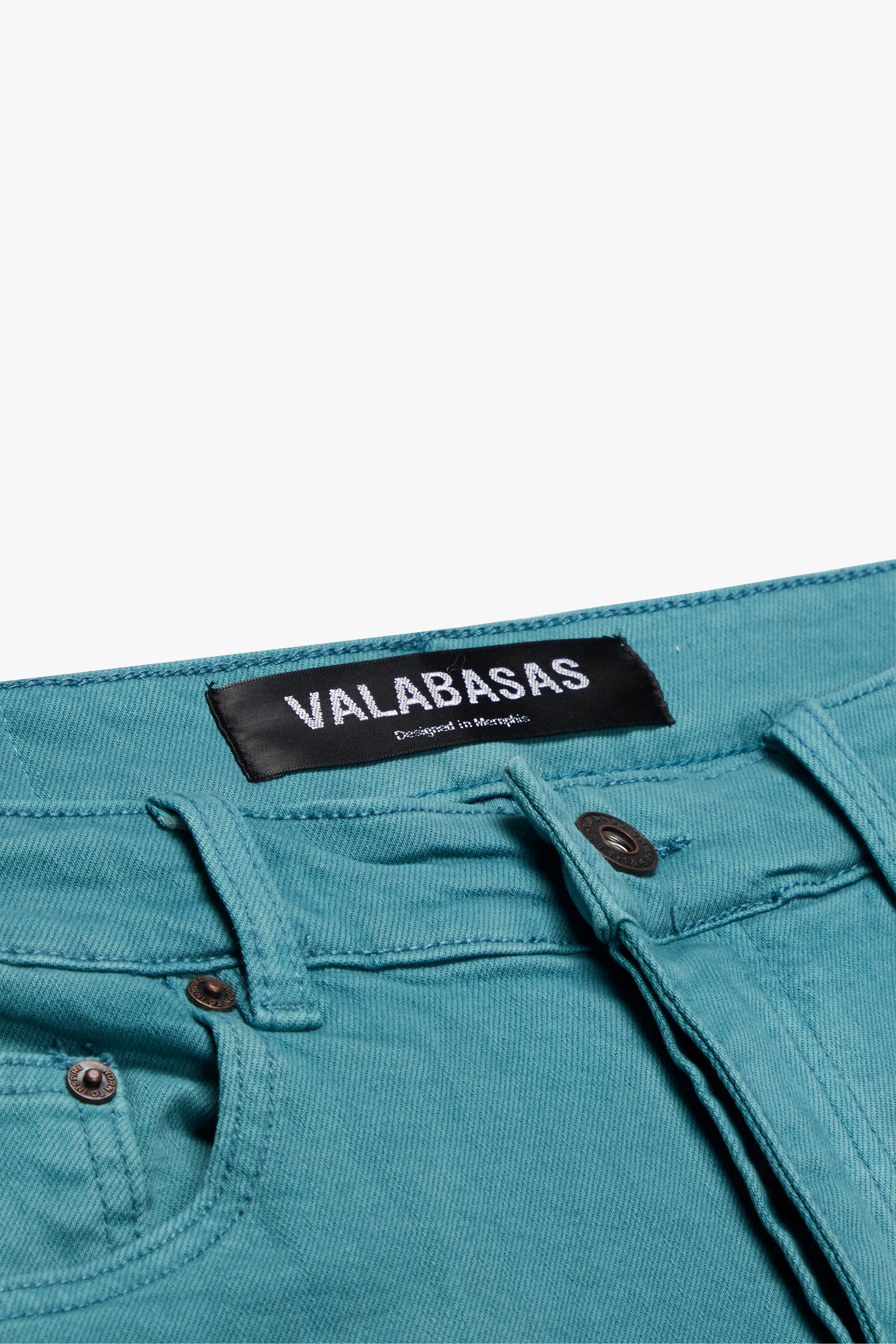 "PINNACLE” STACKED FLARE JEAN AQUA sold by valabasas product image thumbnail 4