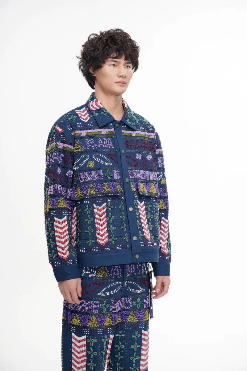 Time Navy Hand Beaded Jacket sold by valabasas product image thumbnail 4