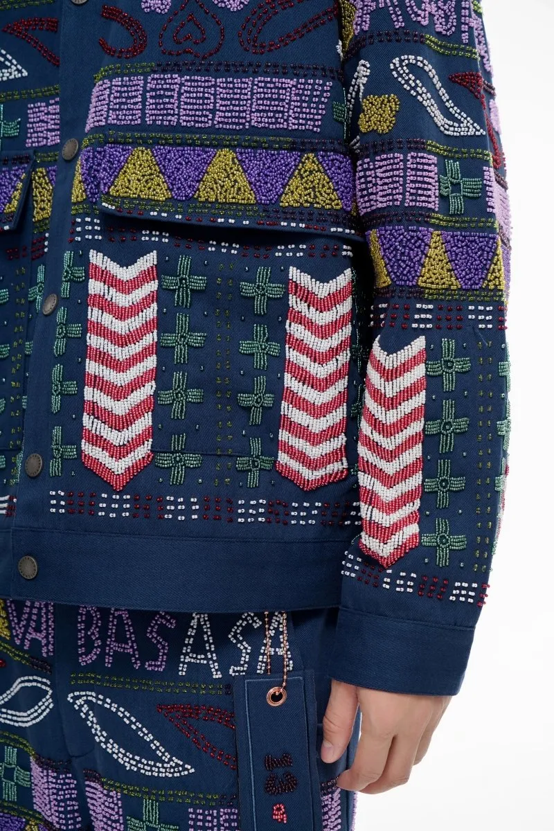 Time Navy Hand Beaded Jacket sold by valabasas