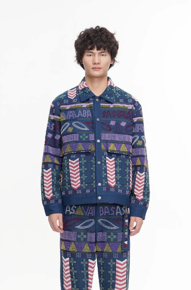 Time Navy Hand Beaded Jacket sold by valabasas product image thumbnail 2