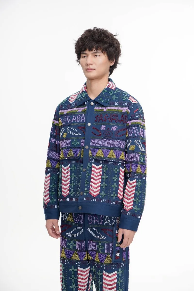 Time Navy Hand Beaded Jacket sold by valabasas product image thumbnail 3