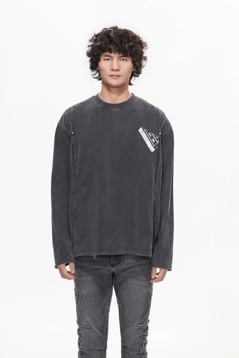 Piece Long Sleeve Tee Sunfaded Black sold by valabasas product image thumbnail 2