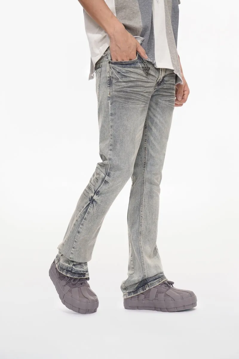 Fax Stacked Flare Jean Light Blue Washed sold by valabasas