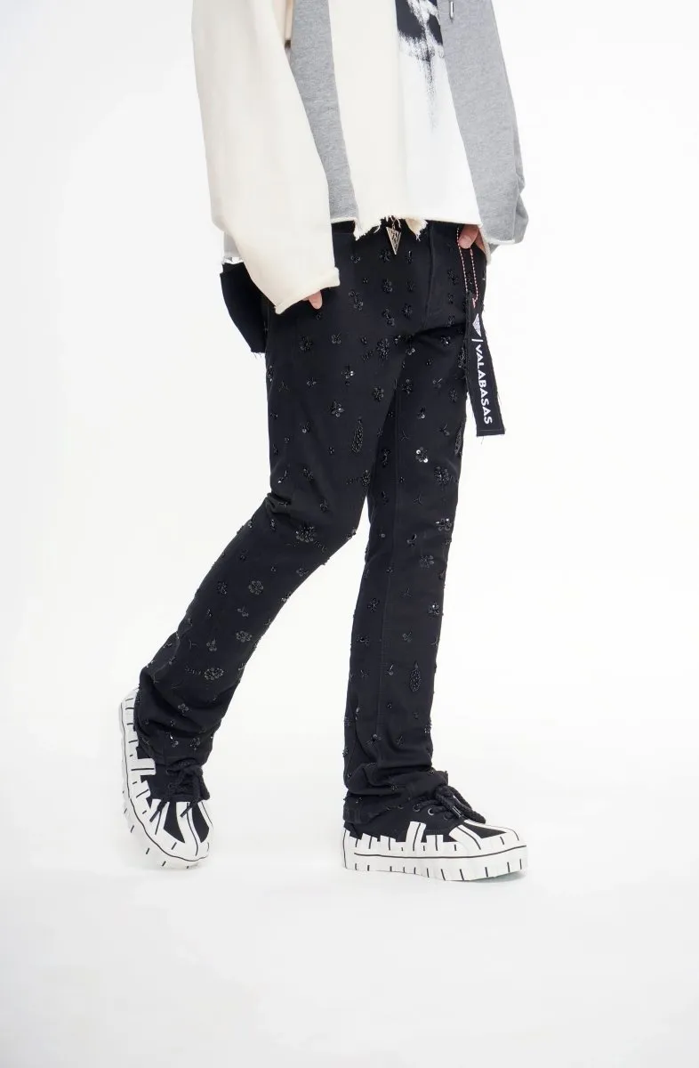 Shea Jet Black Stacked Flare Jean sold by valabasas