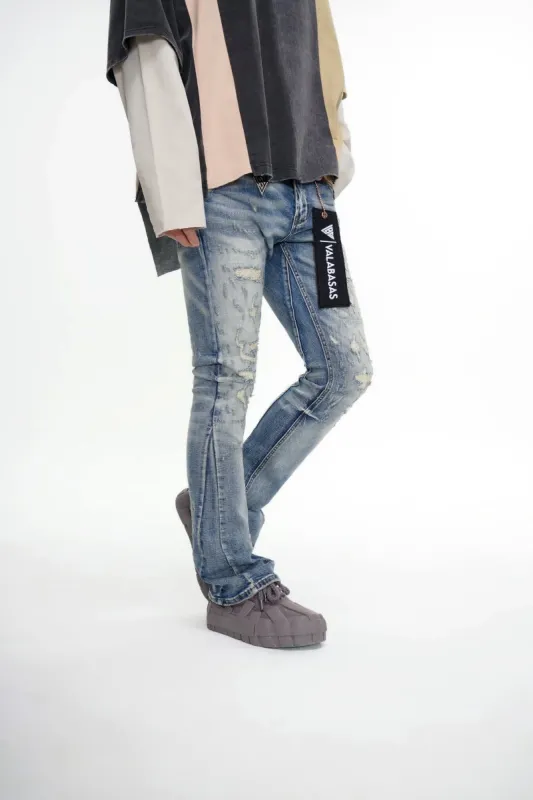 Bald Stacked Flare Jeans Vintage Blue sold by valabasas