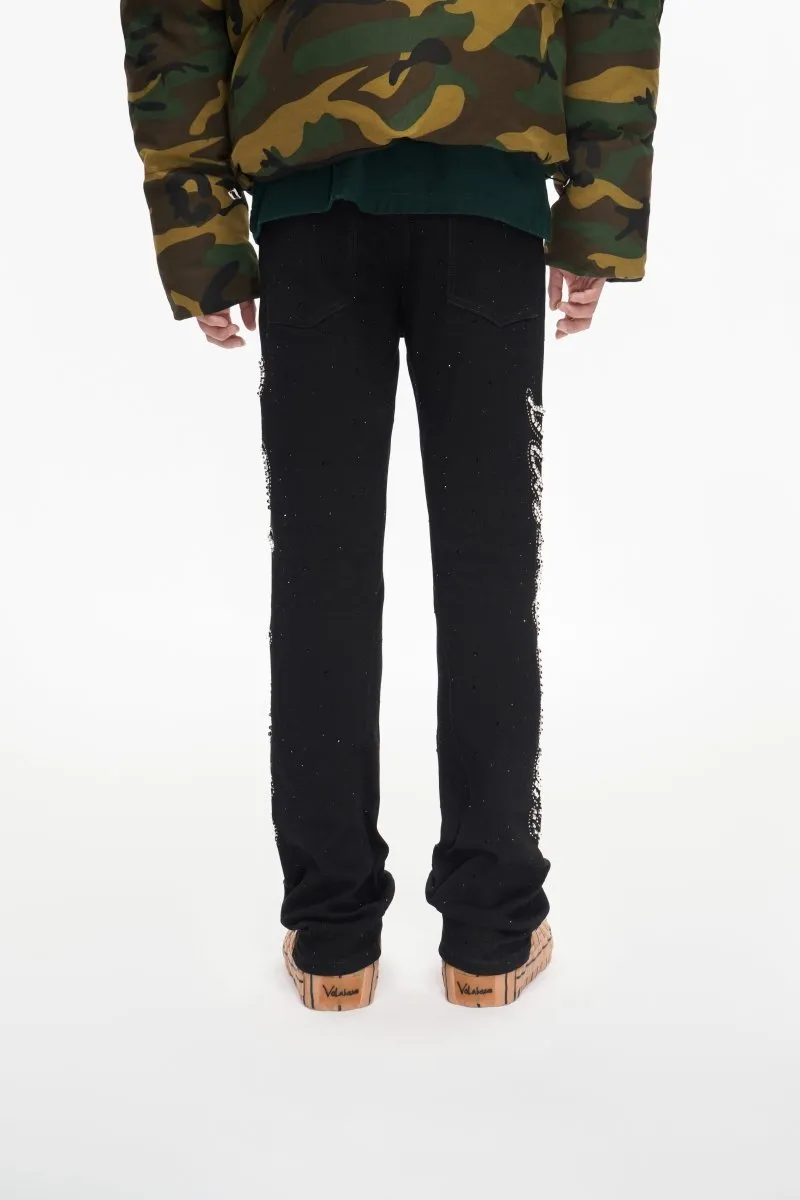 Lattice Black Stacked Flare Jean sold by valabasas product image thumbnail 5