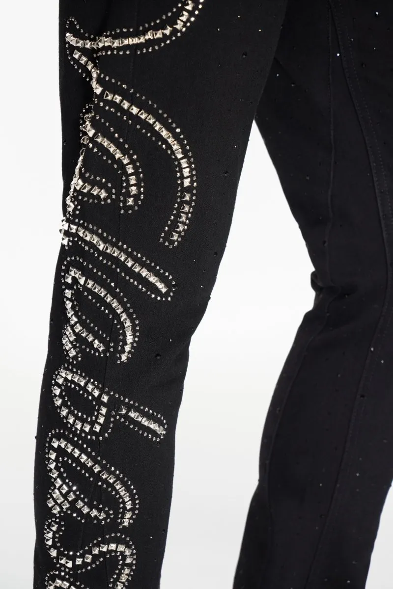 Lattice Black Stacked Flare Jean sold by valabasas product image thumbnail 2