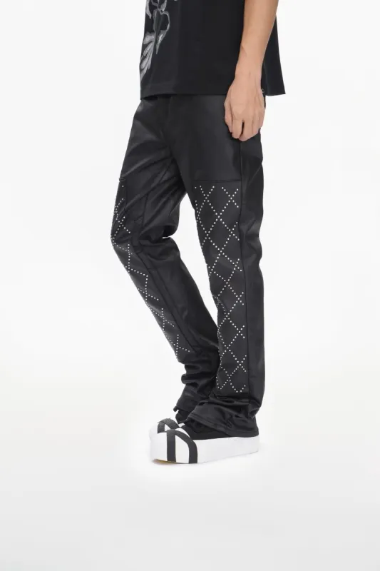 Punctured Stacked Jeans Black made by valabasas
