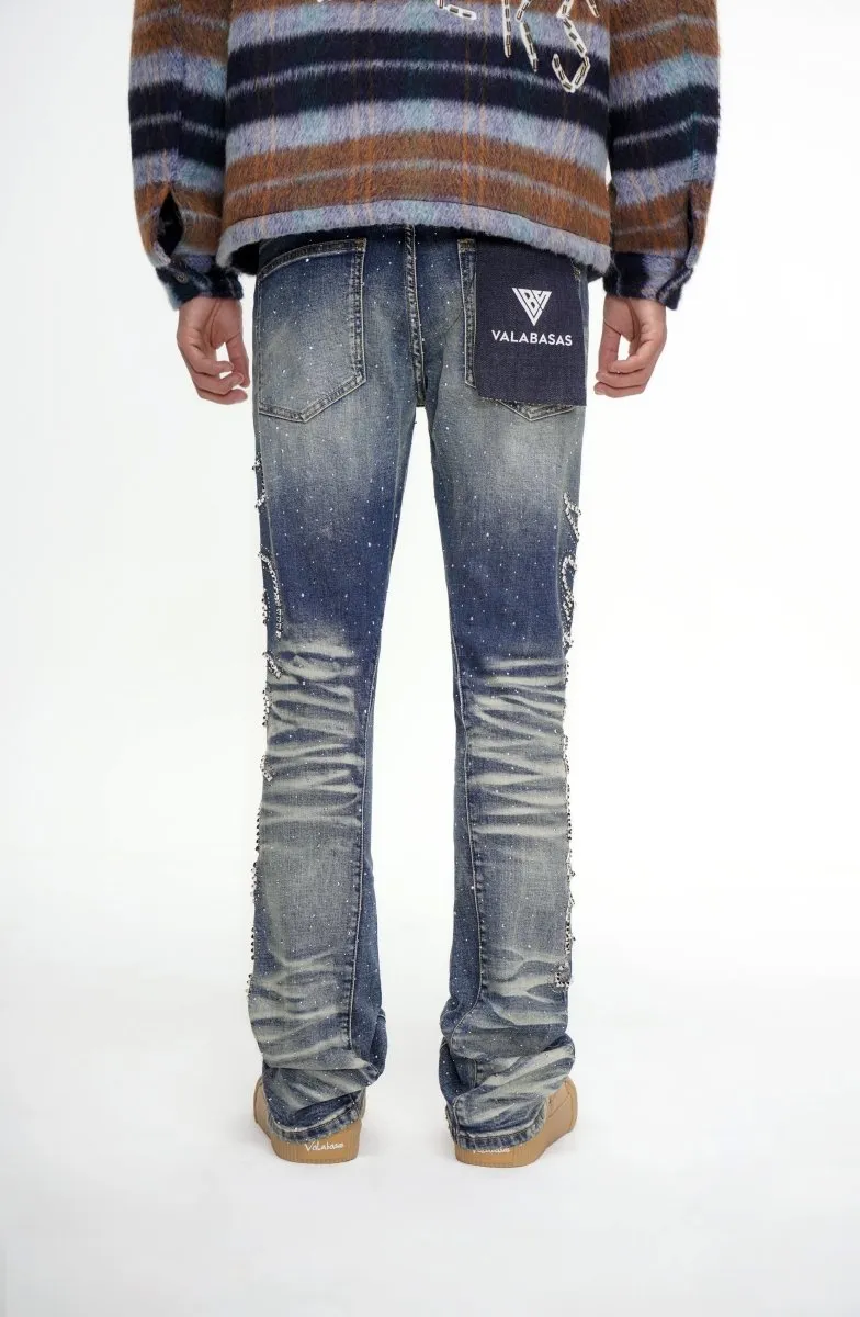 Lattice Dark Blue Stacked Jean sold by valabasas product image thumbnail 5
