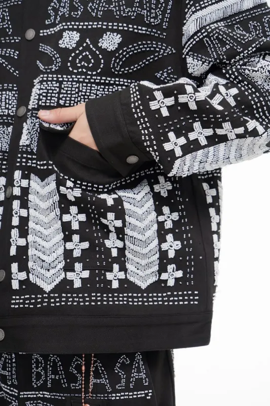 Time Grey Multi Hand Beaded Jacket made by valabasas