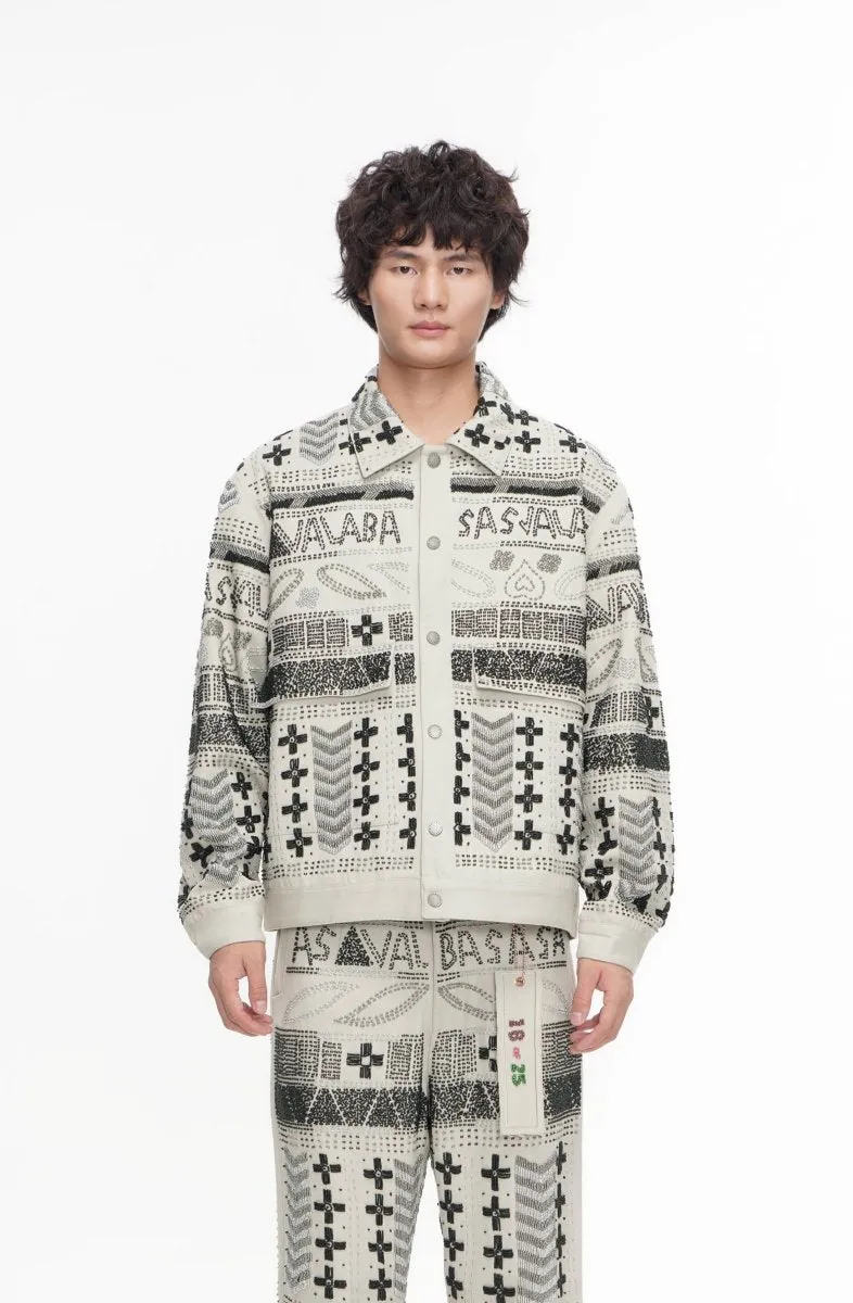 Time White Multi Hand Beaded Jacket sold by valabasas product image thumbnail 2
