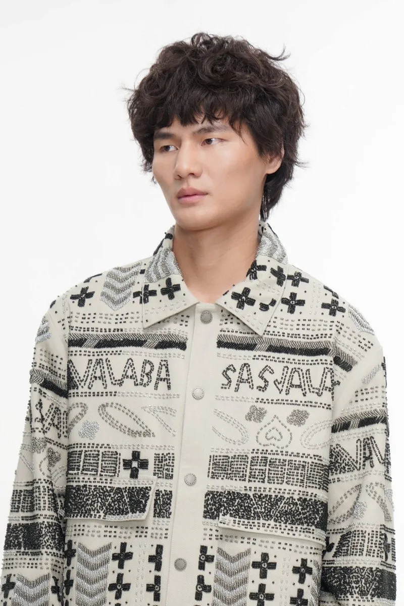 Time White Multi Hand Beaded Jacket sold by valabasas product image thumbnail 4