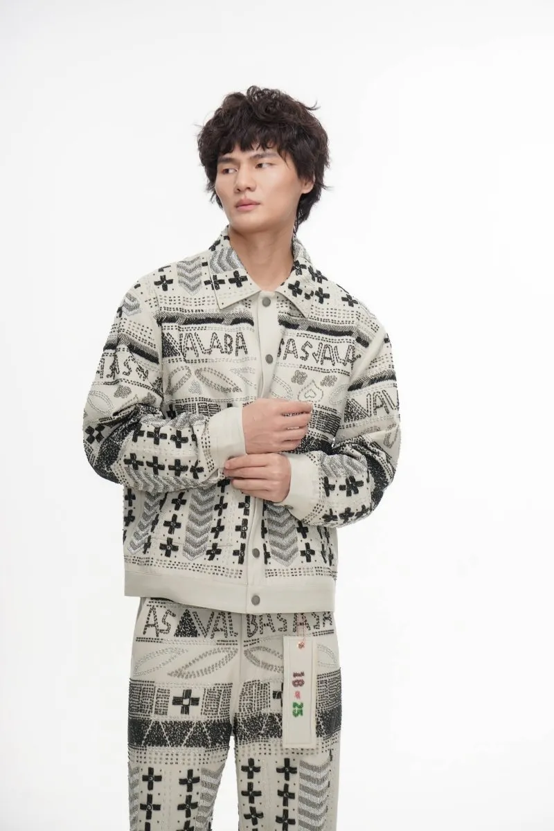 Time White Multi Hand Beaded Jacket sold by valabasas product image thumbnail 5