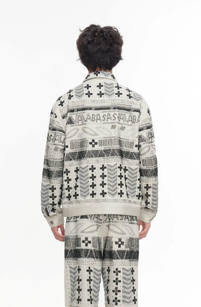 Time White Multi Hand Beaded Jacket sold by valabasas product image thumbnail 3