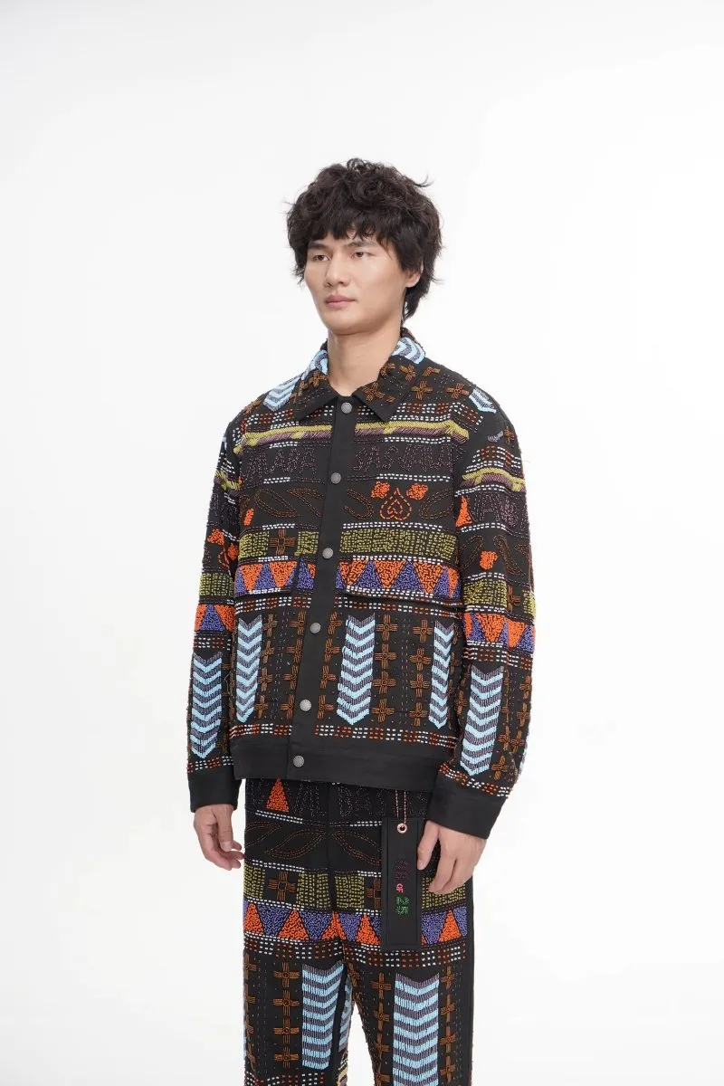 Time Black Multi Hand Beaded Jacket sold by valabasas product image thumbnail 3