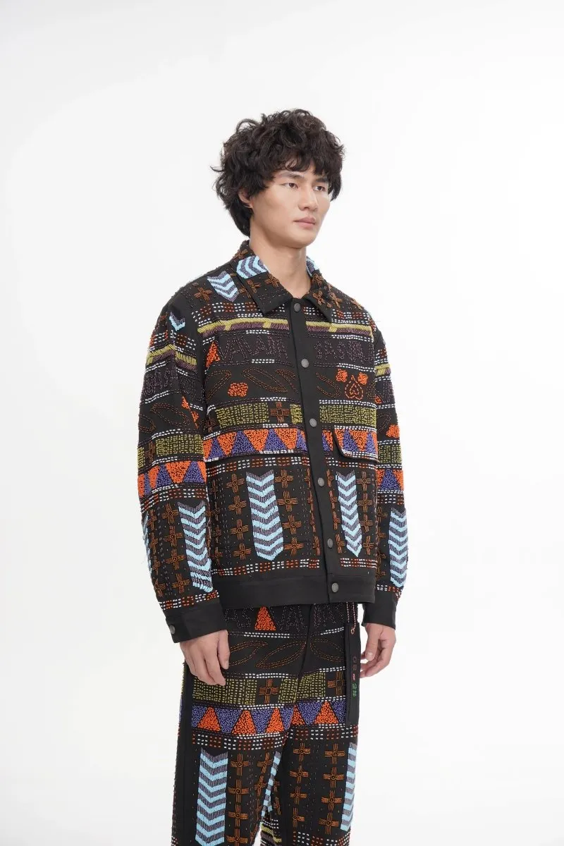 Time Black Multi Hand Beaded Jacket sold by valabasas product image thumbnail 4