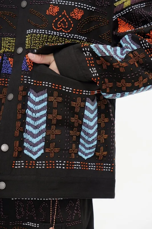Time Black Multi Hand Beaded Jacket made by valabasas