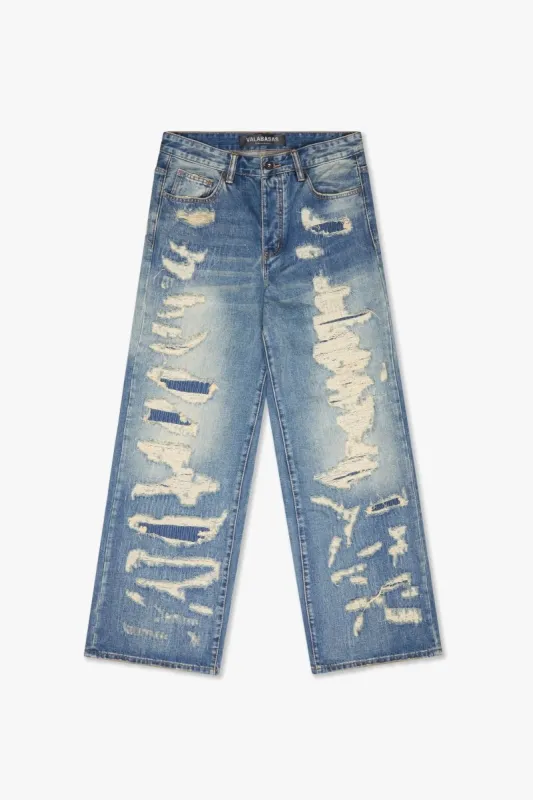 "DENIMSCRIPT" BAGGY JEAN BLUE VINTAGE WASH made by valabasas
