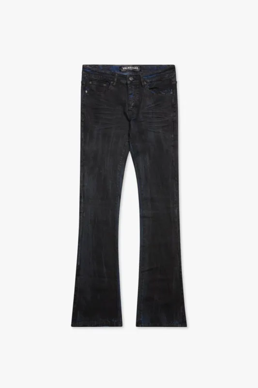 "SLATESTREAM" STACKED JEAN BLACK BLUE made by valabasas