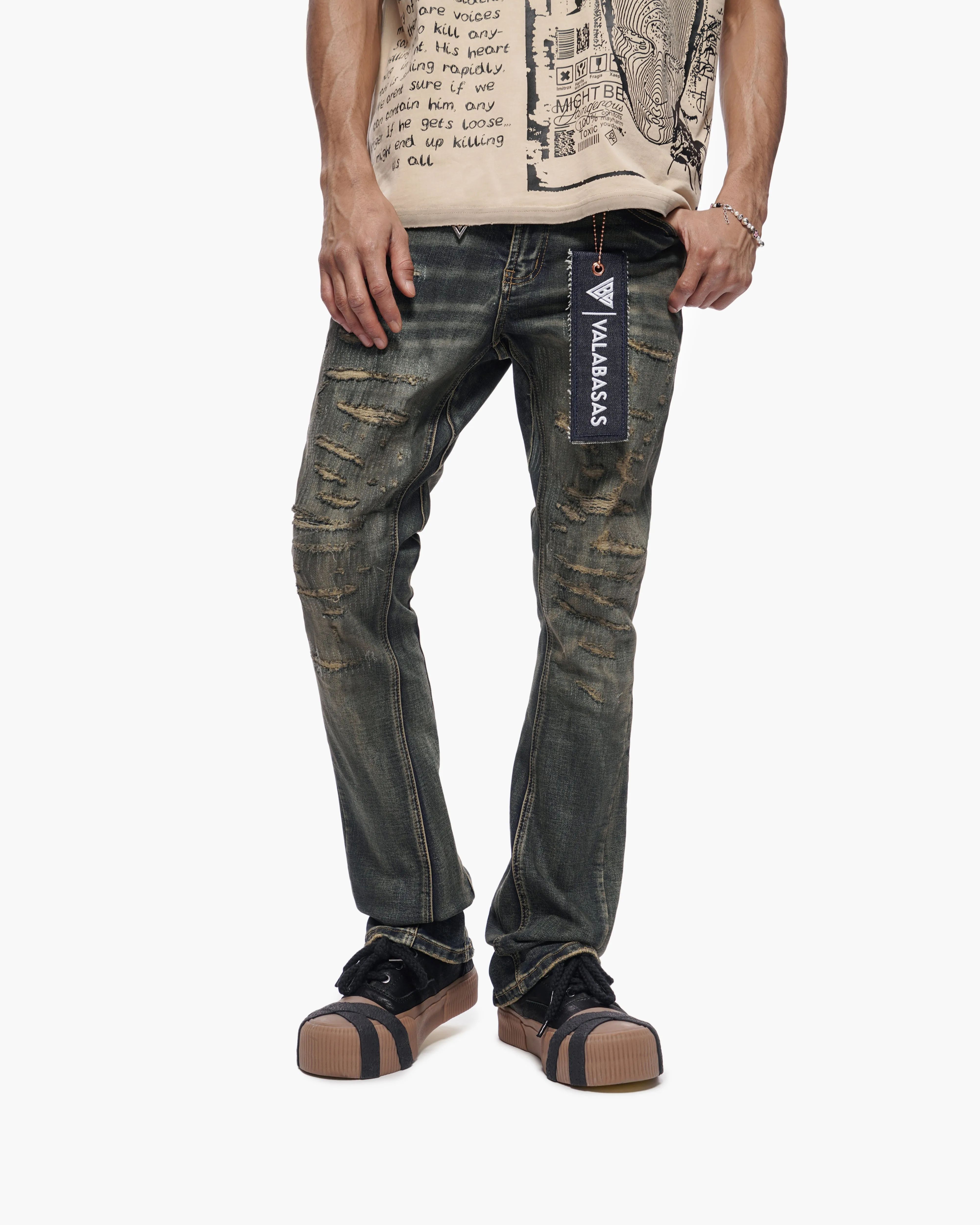 Sabotage Stacked Light Vintage Wash Jeans sold by valabasas product image thumbnail 4