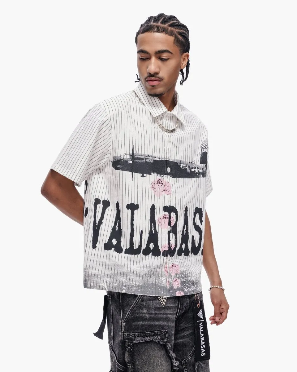 Flower Bomb Pin-Striped Button Down White sold by valabasas product image thumbnail 5