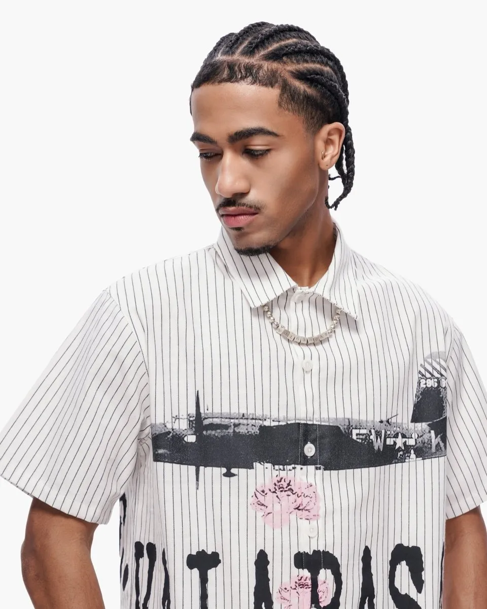 Flower Bomb Pin-Striped Button Down White sold by valabasas product image thumbnail 3