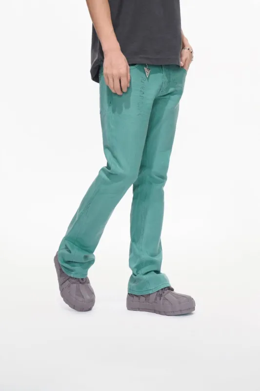 Mr.Stacked Teal Waxed Jean made by valabasas