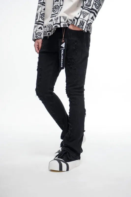 Steeltoe Stacked Jet Black Jean made by valabasas