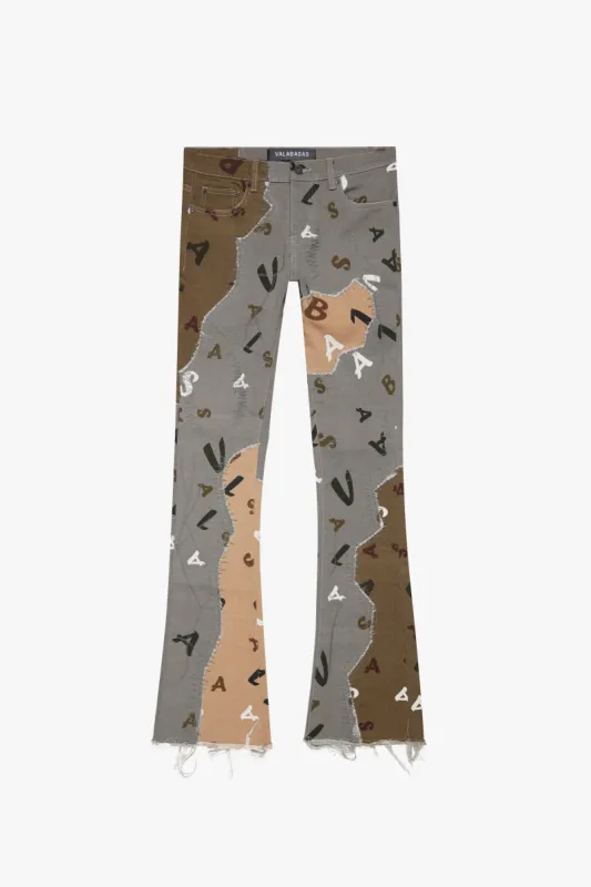 "DISTRACTED" OLIVE-BLU STACKED FLARE JEAN sold by valabasas