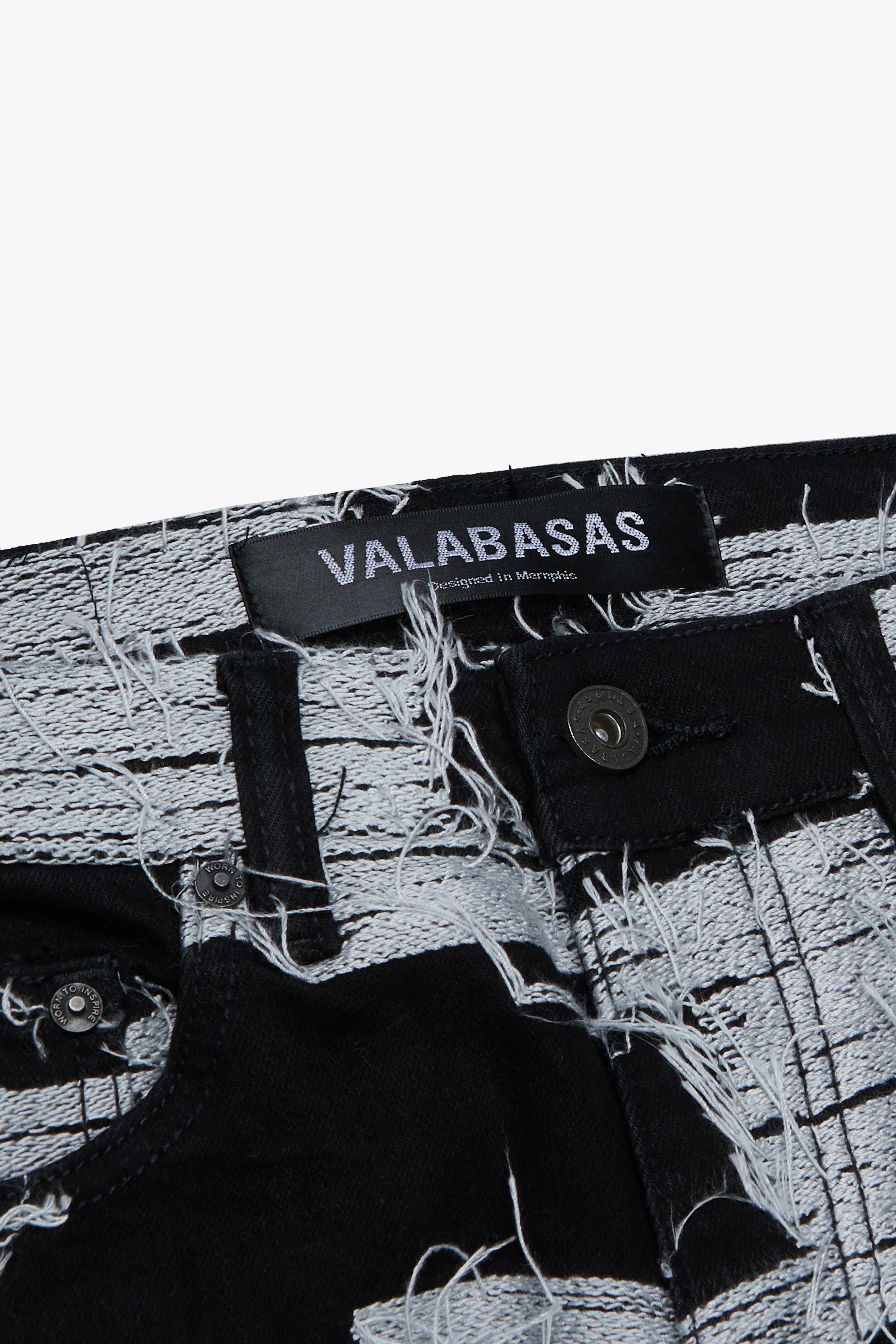 "FRAY GRID" SKINNY BLACK WHITE WASH sold by valabasas product image thumbnail 2