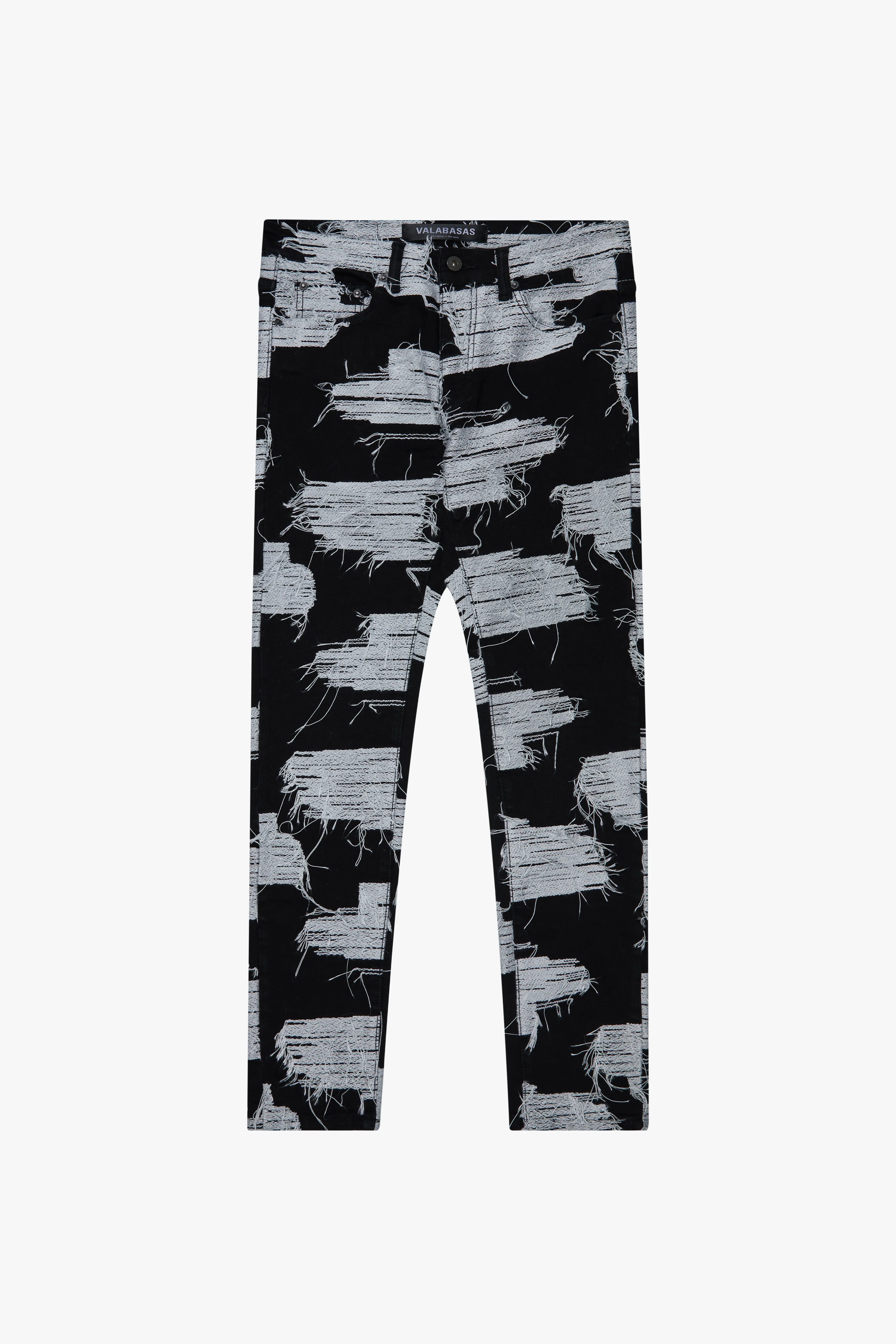 "FRAY GRID" SKINNY BLACK WHITE WASH sold by valabasas