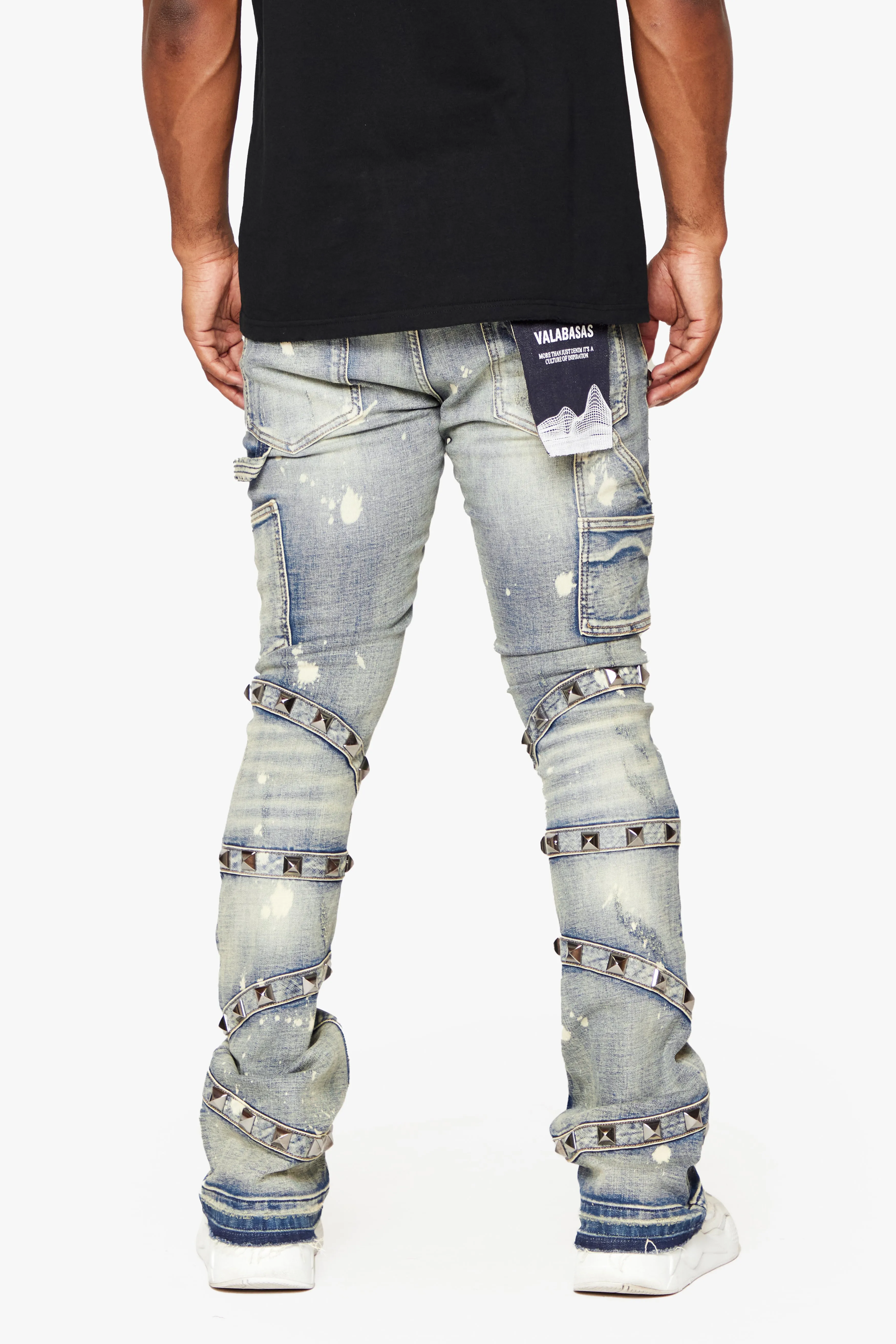 "PYRGOS" STACKED FLARE JEAN BLUE WASH sold by valabasas product image thumbnail 2