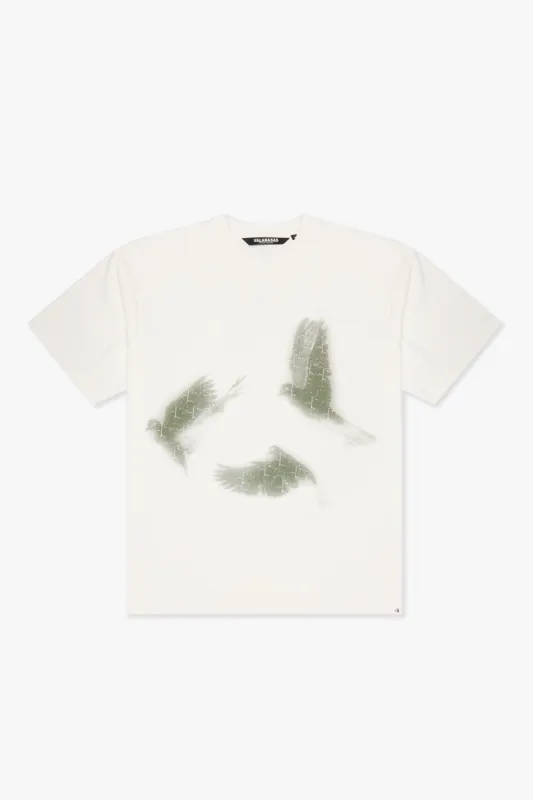 "REBEL DOVES" VINTAGE WHITE TEE sold by valabasas
