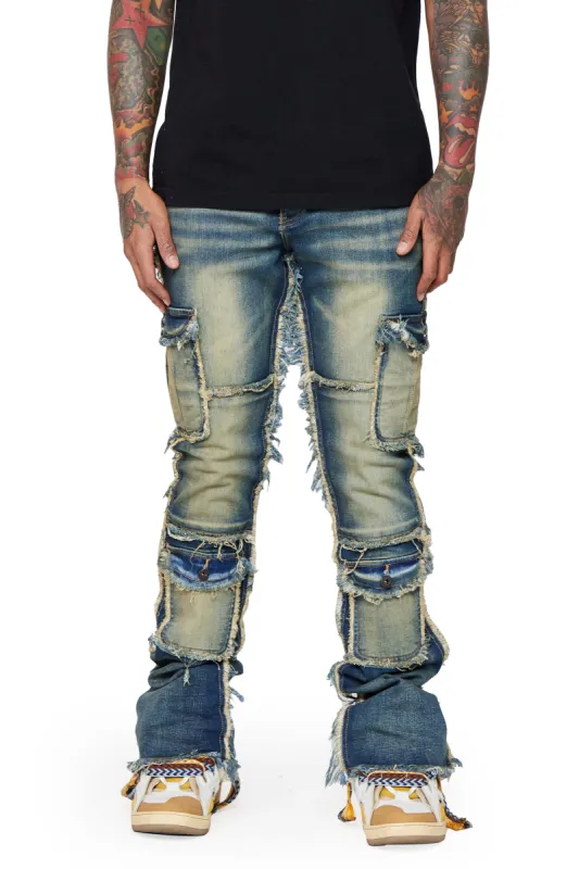 "AEGIRINE" VINTAGE BLUE STACKED FLARE JEAN sold by valabasas