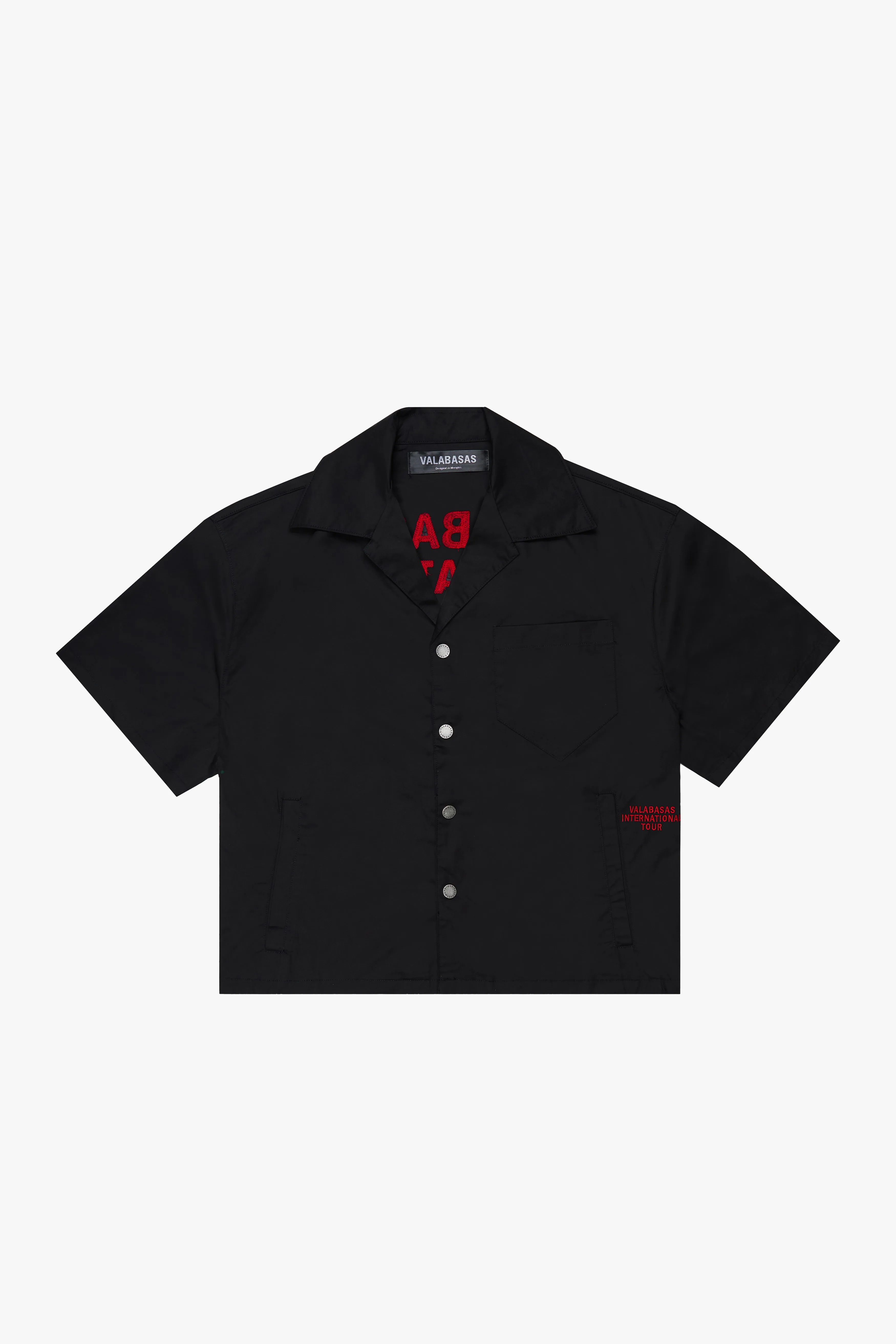 "TOUR" BLACK/RED CROP BUTTON DOWN sold by valabasas product image thumbnail 2