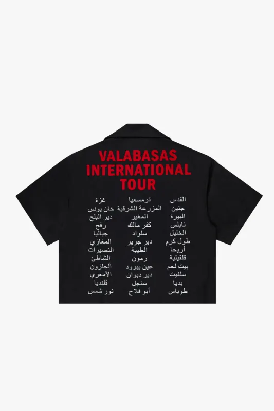 "TOUR" BLACK/RED CROP BUTTON DOWN made by valabasas