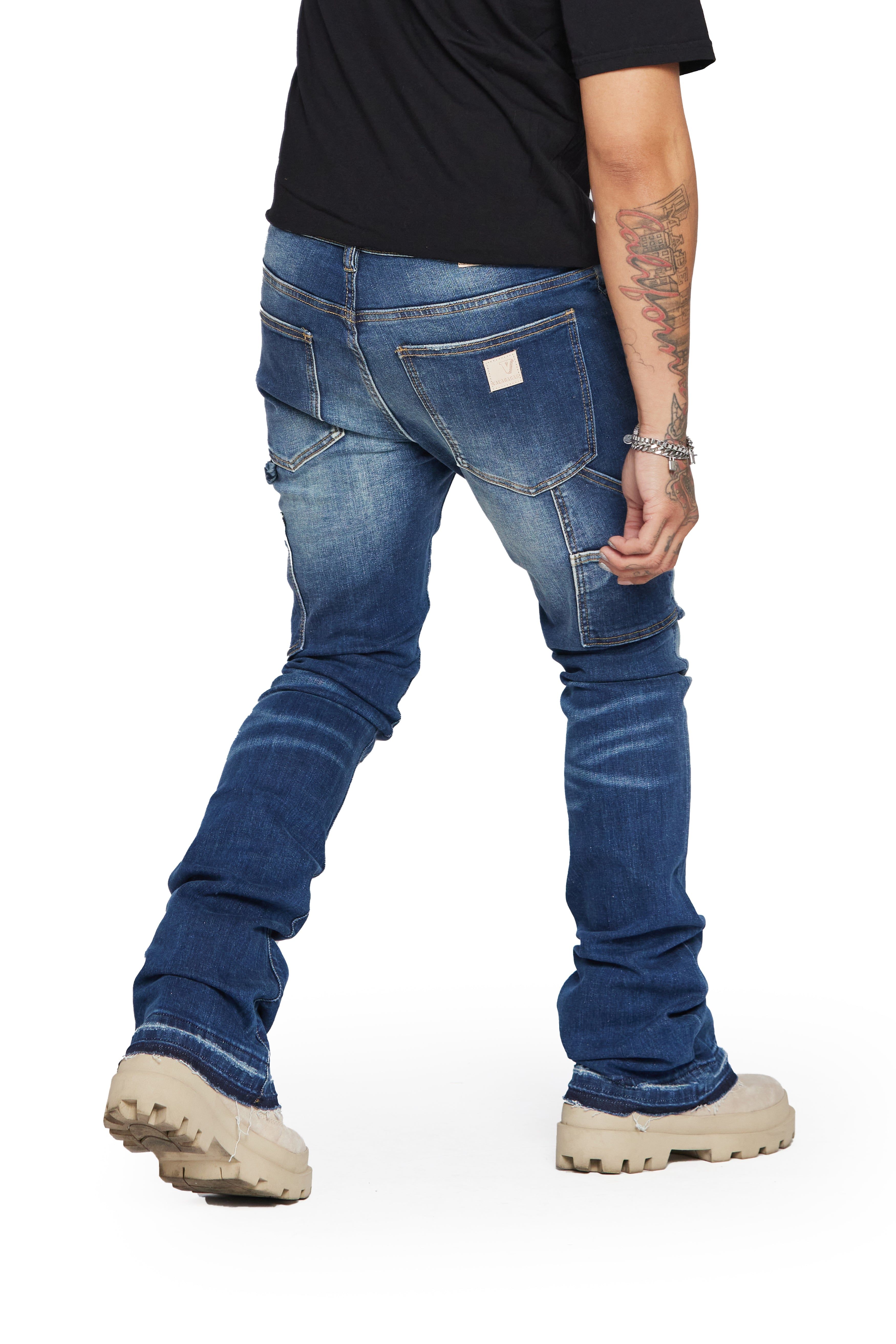 "AZURITE" LIGHT WASHED STACKED FLARE JEAN sold by valabasas