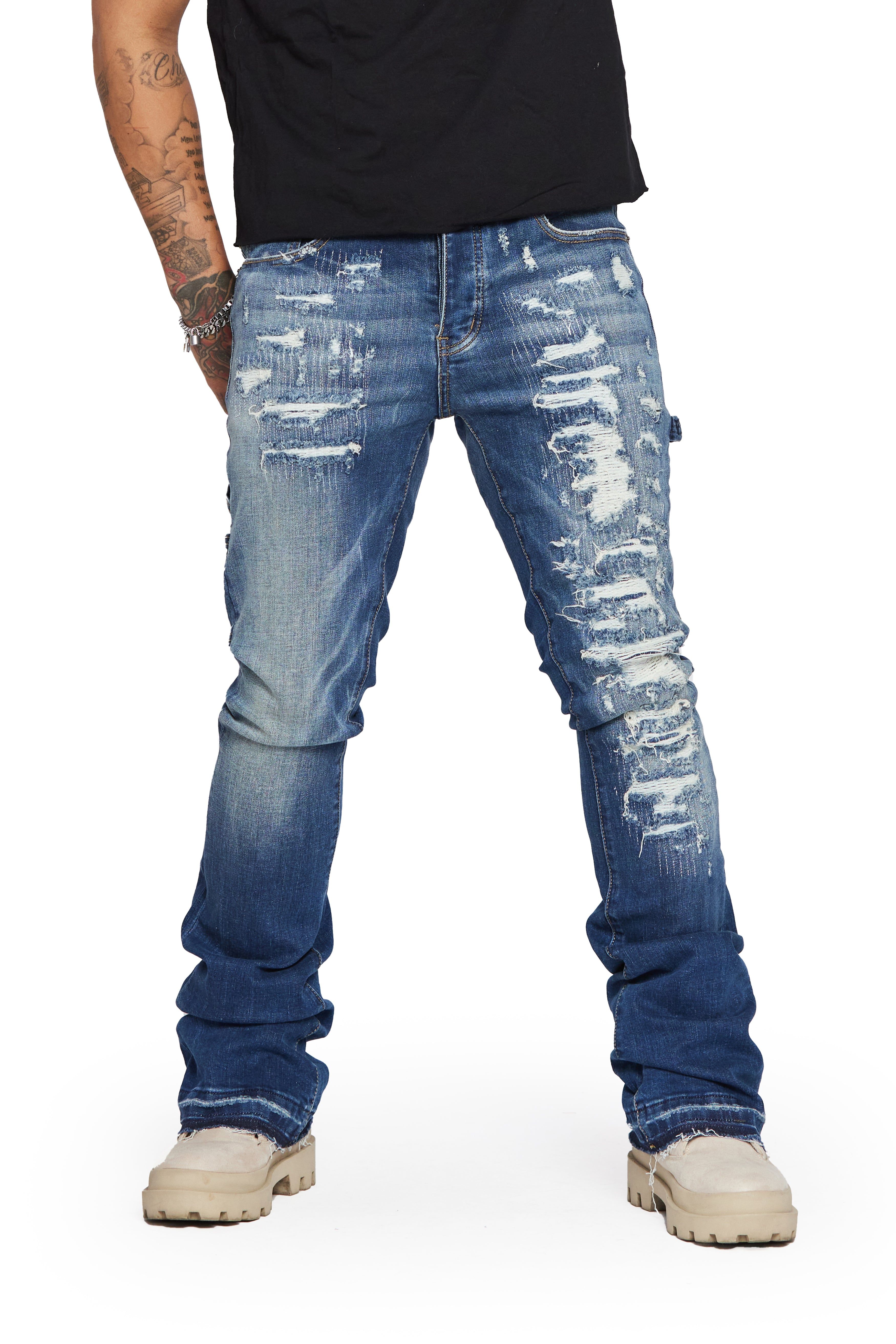 "AZURITE" LIGHT WASHED STACKED FLARE JEAN sold by valabasas product image thumbnail 5