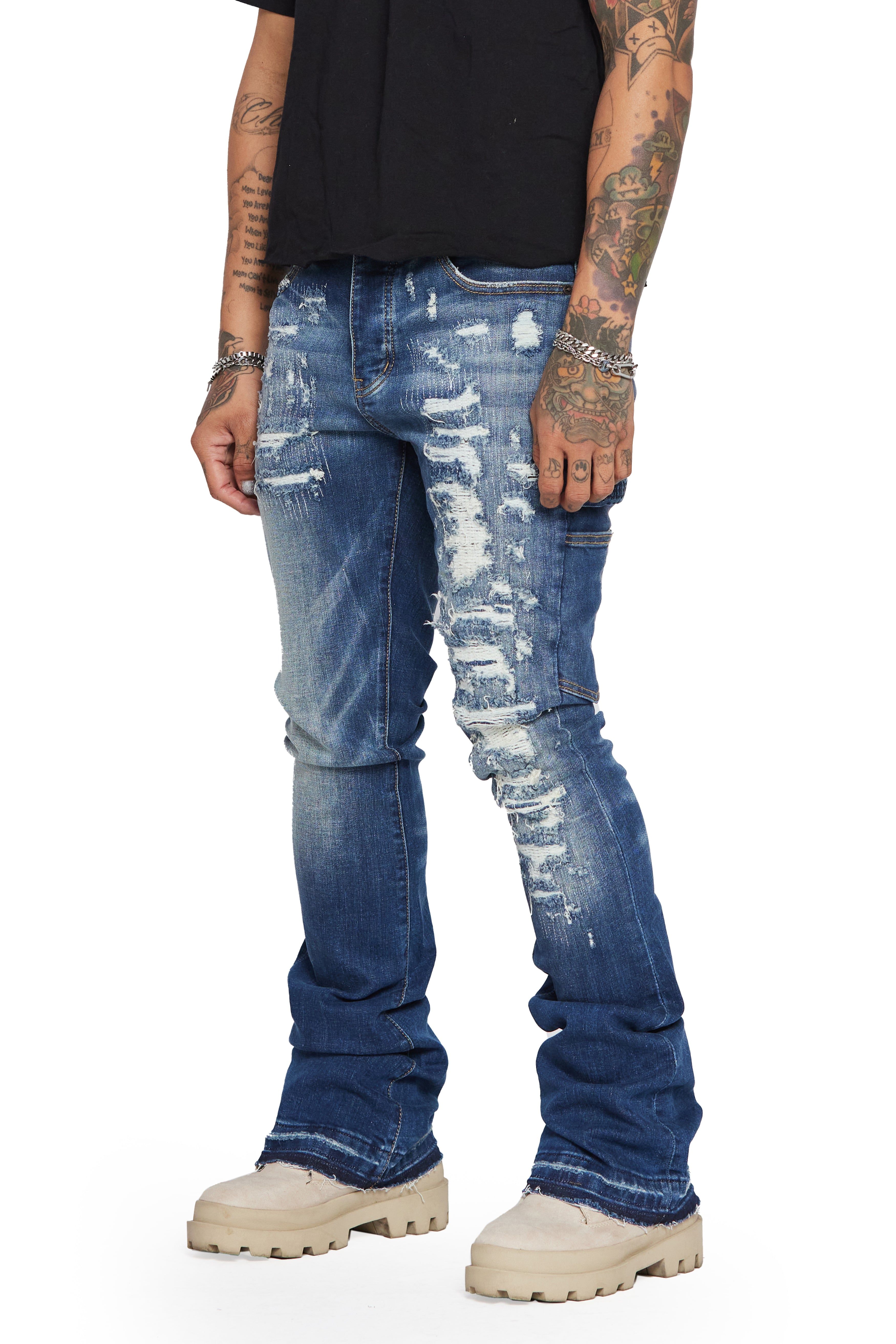 "AZURITE" LIGHT WASHED STACKED FLARE JEAN sold by valabasas product image thumbnail 4
