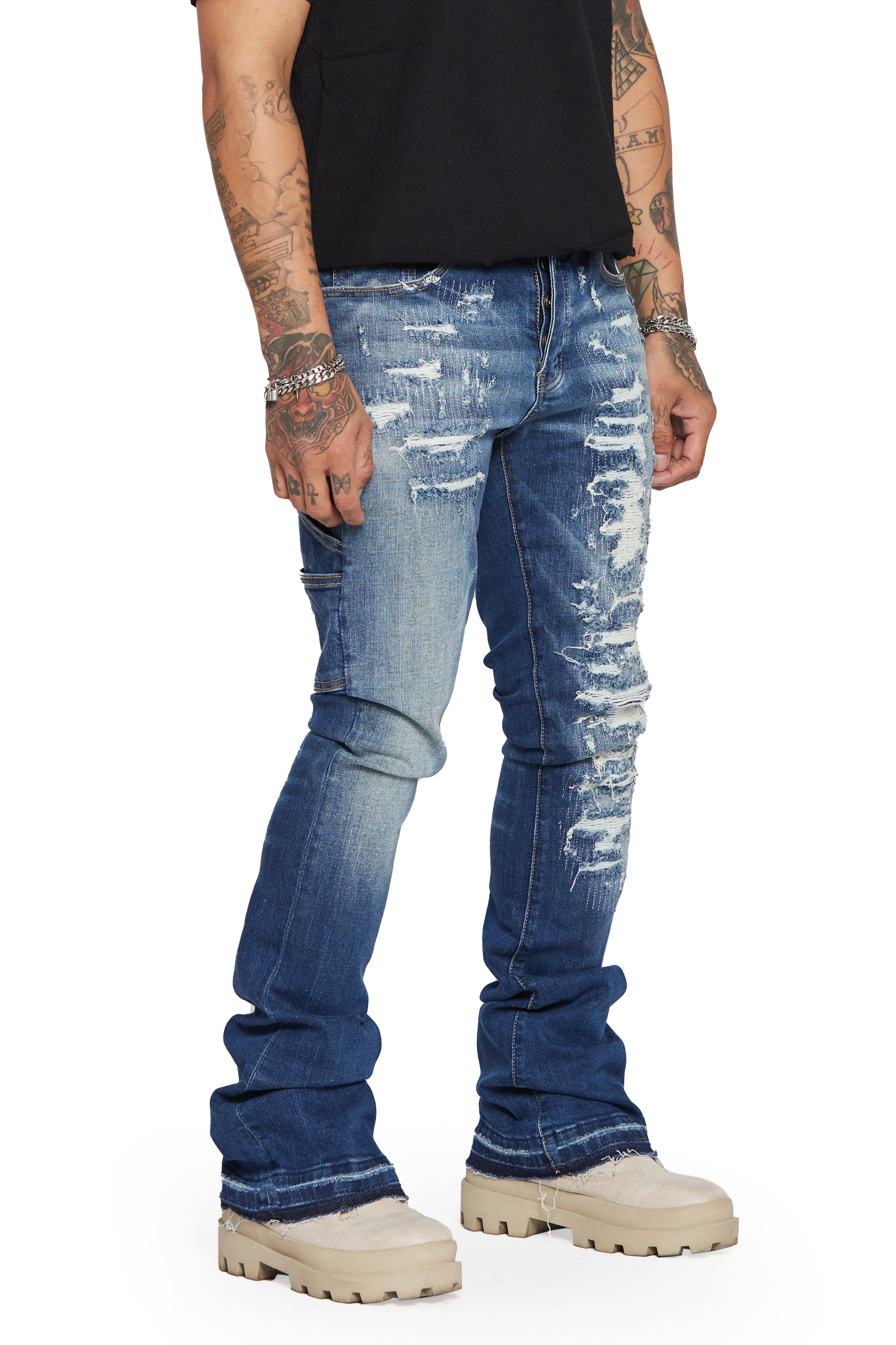 "AZURITE" LIGHT WASHED STACKED FLARE JEAN sold by valabasas product image thumbnail 3