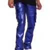 “VAN GOGH” NAVY WAXED STACKED FLARE JEAN sold by valabasas